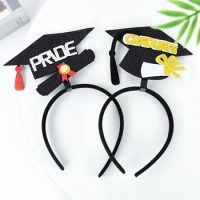 Graduation Cap Headband Class Of 2024 Graduation Party Decoration Bachelor Cap Hair Accessories Photo Props Supplies