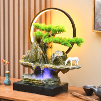 Spot parcel post New Chinese Style Artificial Mountain and Fountain Desk Fengshui Wheel  Circulation Landscape Bonsai Decoration High-End Decorations
