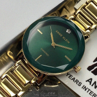 【ANNE KLEIN】ANNE KLEIN安妮克萊恩女錶型號AN00361(藍綠錶面金色錶殼金色合金錶帶款)