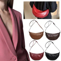 Women Small Crossbody Bag Leather PU Crescent Bag Casual Shoulder Dumpling Bag Versatile Satchel Hobo Bag Girl Stylish Purse