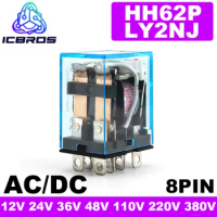 1PCS LY2NJ HH62P Electronic Micro Electromagnetic Relay LED Lamp 10A 8 Pins Coil DPDT DC12V 24V AC110V 220V General Purpose LY2N