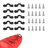 10x Kayak Pad Eye, C Type Carry Handle Buckle Eyelets Fittings Deck Rigging Set Nylon Bungee Deck Loops Tie Down for Boats