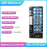 Jiabaida 5A Active Balancer Lifepo4 Li-ion BMS 4S 8S Equalizer Automatic Balance Board 12V 24V BMS A