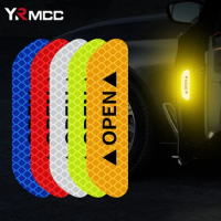 4PCS Reflective Car Door Sticker Safety Opening Warning Reflector Tape Decal Car Accessories Exterior Interior Reflector Sticker