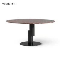 Wbert Luxury Dining Table, Italian Post-modern Hotel Club Villa Model Room, Marble Round Dining Table