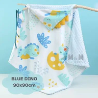 LC - Selimut Baby Blanket Minky Beludru Hoodie Dot Topi Karakter Newborn Lembut Nyaman Untuk TIdur B