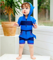Baby童衣 寶寶鯊魚造型泳衣 男童連帽連身泳裝 88881