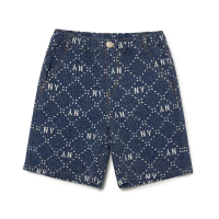 【MLB】KIDS 丹寧牛仔褲 休閒短褲 童裝 Monogram系列 紐約洋基隊(7ADPM0233-50BLS)
