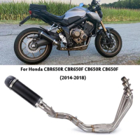 For Honda CBR650F CBR650R CB650F CB650R 2014-2018 Full Exhaust System Front Header Link Tube Slip On Muffler Pipe Carbon Fiber