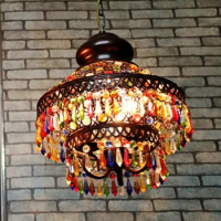 Southeast Asia Thai-Style Colored Crystal Bar Table Lamp Bohemian LED Hotel Restaurant Bedroom Corridor Aisle Pendant Lights e27