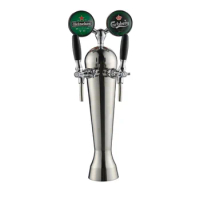 Stainless Steel 2 Faucet Beer Tower Draft Beer Distributor Beer Font with LED Light