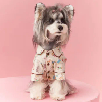 Pet Dog Clothes for Small Dogs Spring Puppy Pet Clothing Thin Printed Home Pajamas Maltese Teddy Schnauzer Bichon Bear Shirt