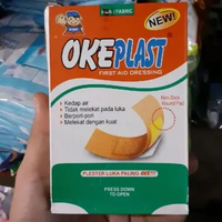 1 pack OKEPLAST Plaster Luka Paling OK PLAST Isi 100 Strip Kain Fabric Non-Stick Wound Pad Press Dow