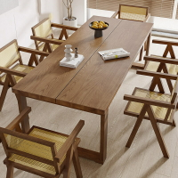 北歐白蠟木餐桌莫比恩家用實木餐桌簡約實木餐桌原木長凳桌椅組合