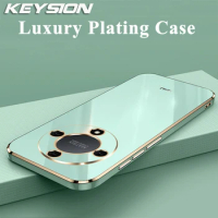 KEYSION Luxury Plating Case for Honor X9b 5G X9A X8b TPU Silicone Square Shockproof Phone Cover for Honor Magic 6 Lite 5 Lite 5G
