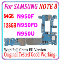 Original Motherboard For Samsung Galaxy Note 8 N950FD N950F N950U 64GB 128GB Unlocked MainBoard EU Version With Android System
