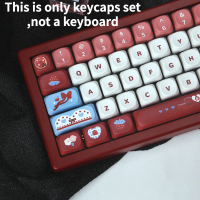 Keycap, PBT, การออกแบบ MOA และกลิ่นสตรอเบอร์รี่, สีเบอร์กันดี, ทรงกลม, เหมาะสำหรับแป้นพิมพ์เครื่องกล