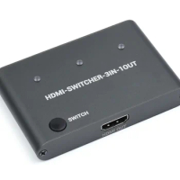 HDMI 4K Switcher, 3 In 1 Out, One-Click Switch Input Devices To Share One HDMI Screen, High-Resolution And Smooth