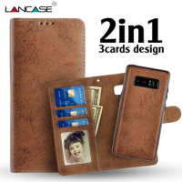 LANCASE Wallet Cover For Samsung Galaxy Note 9 Case Leather PU 2 in 1 Magnetic Vintage Flip Case For Samsung Note 9 Case Card