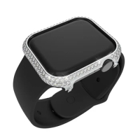 Bling Luxury Rhinestone Crystal Diamond Cover Silver Case Bezel for Apple Watch SE Series 9 8 7 6 5 4 3 2 1 45mm 41mm 44mm 40mm