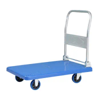 Folding trolley pull goods small cart warehouse trailer portable four-wheel mute shopping trolley handling flatbed cart