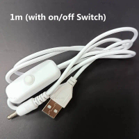 White 1m 1.5m Switch DC 5V Power Supply Wire USB Male to DC male 3.5x1.35mm Connection extend Cable