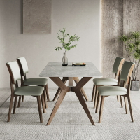 餐桌 小戶型實木巖板餐桌極簡日式原木設計師餐廳家用吃飯桌