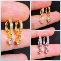 Anting jepit xuping berlapis emas dengan mata zircon
