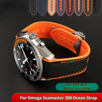 8 colors Curved end Strap For Omega Seamaster 300 Ocean Speedmaster 8900 Planet Ocean 20m 22mm Fabric Nylon Rubber men WatchBand
