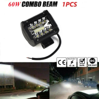 แถบไฟ LED ทำงาน, 60W, สปอตและน้ำท่วม, เหมาะสำหรับคอปเตอร์, โคมไฟตัดหญ้า, SUV และ ATV UTV, คอมโบ, เหม