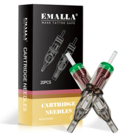 EMALLA 20PCS Gray Tattoo Cartridge Needle 5/7/9/11/13/15M1 Permanent Eyebrow Lip Makeup Cartridge Needles for Tattoo Machine Pen