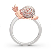 2024 Woman Rings Korean Fashion Gothic Accessories Rose Gold Snail Rhinestone-Encrusted Open Ring Gold Jewelry Engagement Ring