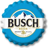 Desperate Enterprises Busch Beer Stamped Shape Bottle Cap - Premium Aluminum Sign - Made in USA - 18" Round