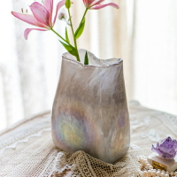 掬涵手工藝術玻璃花瓶漸變幻彩客廳擺件裝飾插花水培花器餐桌北歐