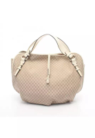 CELINE Pre-Loved Celine Macadam Handbag tote bag PVC leather beige ivory croc embossed