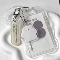 內地直送 - 簡約 ins 透明卡套硬殼校園卡公交卡身份證證件保護套彈簧圈防丟