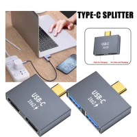 2 In 1 Type-C USB3.0 Hub Docking Station Male Type-C Female+Type-C Female 10Gbps Splitter HDD For Laptop PC Computer X9H0