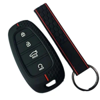 Silicone Car Key Cover For Hyundai Santa Fe Tucson 2022 NEXO NX4 Atos Solaris Prime 2021 Auto Shell Case Keychain Accessories