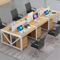 Meja Kantor Satu Set 6 Pcs Lemari Kecil Uk 60x40x40 Uk Meja 240x120x75x3cm Bahan Multiplek Polywood 