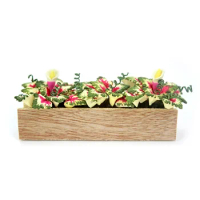 1/12 Doll House Miniature Caladium Flower Trough Simulation Potted Plant Model Toys for Mini Decoration Dollhouse Accessories