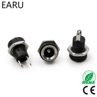 5-10Pcs 3A 12v For DC Power Supply Jack Socket Female Panel Mount Connector5.5*2.5mm 5.5*2.1mm Plug Adapter 2 Terminal Types