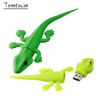 Cartoon USB 2.0 Green Lizard USB Flash Drive Silicone 256G 128G 64GB 16GB 8GB Cute Gecko Memory Stick 32GB Pendrive Memoria Disk