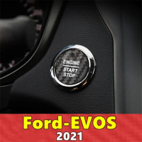 For Ford EVOS Car Engine Start Stop Button Cover Real Carbon Fiber Sticker 2021