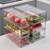 Refrigerator Drawer Organizers PET Fridge Storage Basket for Food and Stationery