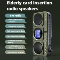 SANSUI F28 Dual Speaker Wireless Bluetooth Radio for the Middle and Elderly Dedicated Lyrics Display Portable Recording TFUSB
