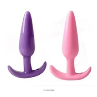 LUCKY Mainan Plug silika lembut untuk pria wanita pasangan Trainer Butt Plug Mini segitiga