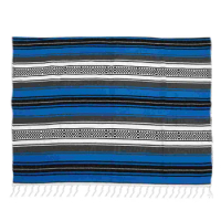 Blended Mexican Blanket Yoga Mat Cape Woven Blanket for Bedroom Sofa Car (Blue, 130x180cm)