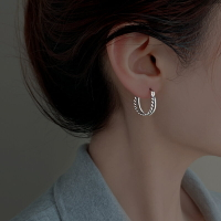 925純銀雙層麻花耳環女夏季年新款潮耳釘小眾設計耳飾養耳圈
