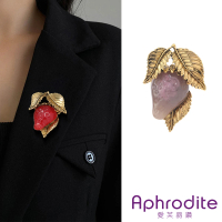 【Aphrodite 愛芙晶鑽】果凍胸針 草莓胸針/創意果凍草莓造型胸針(2色任選)