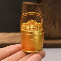 1pc Bucket Of Gold Ornament Ingot Lucky Fortune Craft Feng Shui Ornament Home Desktop Decoration Gift